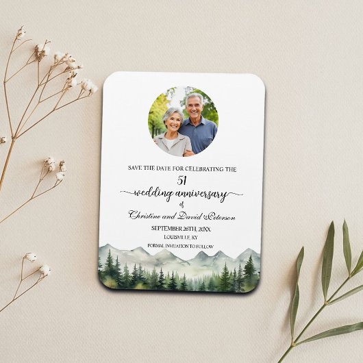 Mountain Pine 51 Wedding Anniversary Save the Date Magneet