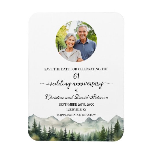Mountain Pine 61 Wedding Anniversary Save the Date Magneet (Verticaal)