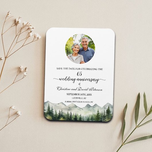 Mountain Pine 65 bruiloft Jubileum Save the Date Magneet