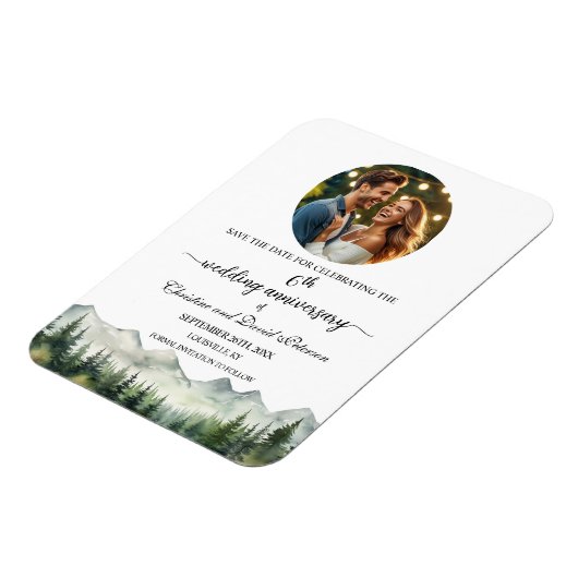 Mountain Pine 6 Wedding Anniversary Save the Date Magneet (Linkerzijde)