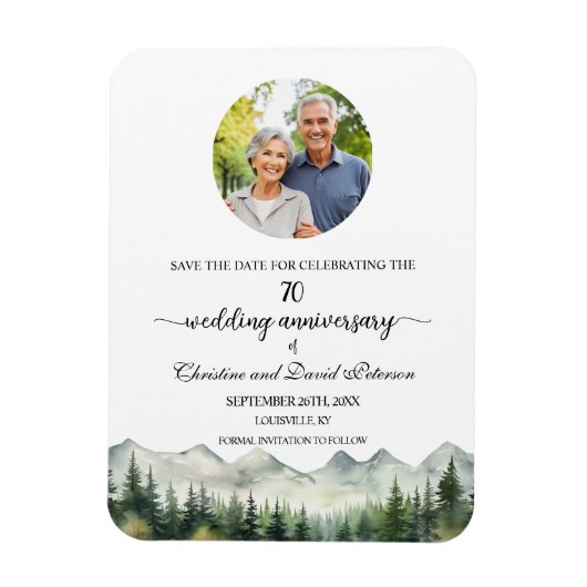 Mountain Pine 70 Wedding Anniversary Save the Date Magneet (Verticaal)