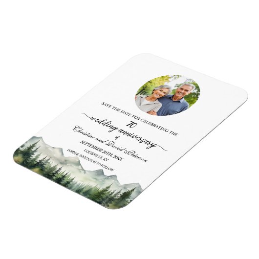 Mountain Pine 70 Wedding Anniversary Save the Date Magneet (Linkerzijde)