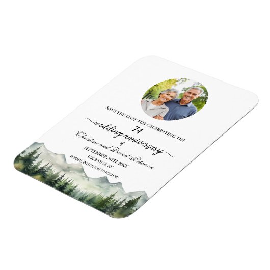 Mountain Pine 74 Wedding Anniversary Save the Date Magneet (Linkerzijde)