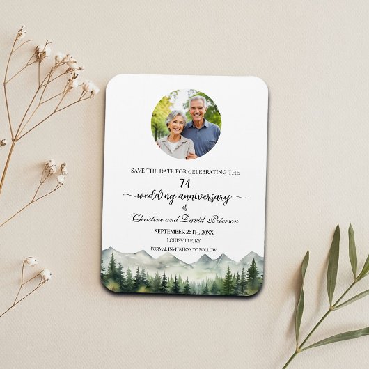 Mountain Pine 74 Wedding Anniversary Save the Date Magneet