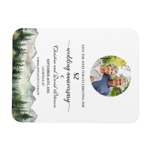 Mountain Pine 82 Wedding Jubileum Save the Date Magneet (Horizontaal)