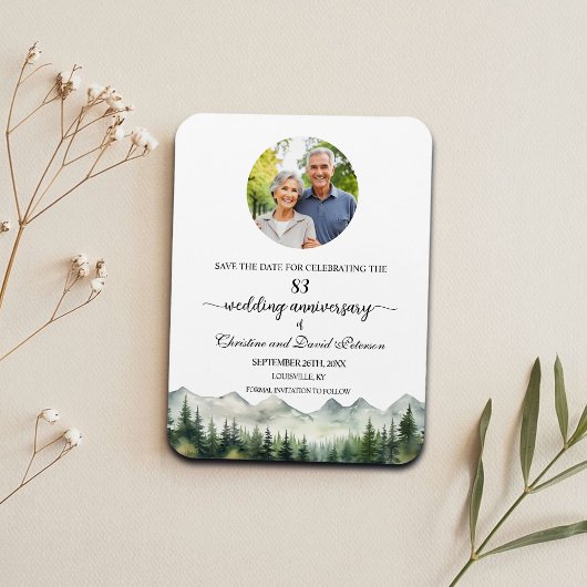 Mountain Pine 83 Wedding Anniversary Save the Date Magneet