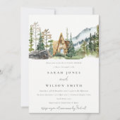 Mountain Pine Forest Cabin Couples Shower Invite Bedankkaart (Voorkant)