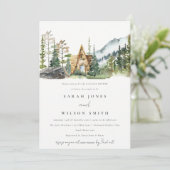 Mountain Pine Forest Cabin Couples Shower Invite Bedankkaart (Staand voorkant)