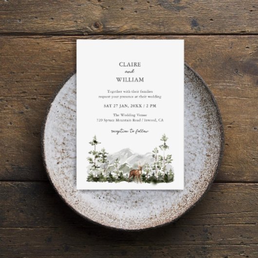 Mountain Pine Forest Wedding Invitation Kaart