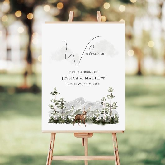 Mountain Pine Forest Wedding Welcome Poster