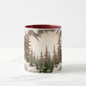 Mountain & Pine Tree Cut-Out Keramische Koffie Mok (Midden)