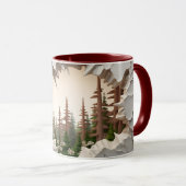 Mountain & Pine Tree Cut-Out Keramische Koffie Mok (Voorkant rechts)