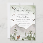 Mountain Pine Tree Forest Deer Boy Baby shower Kaart (Voorkant)