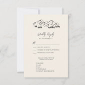 Mountain Pine Tree Minimalistische Outdoor Bruilof RSVP Kaartje (Voorkant)