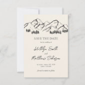 Mountain Pine Tree Minimalistische Outdoor Bruilof Save The Date (Voorkant)