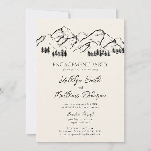 Mountain Pine Tree Modern Outdoor Engagement Party Kaart (Voorkant)
