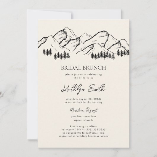 Mountain Pine Tree rustieke buiten bruids brunch Kaart (Voorkant)