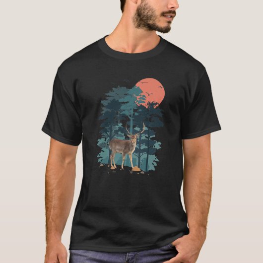 Mountain Pine Tree Sky Birds Forest Landscape Big T-shirt (Voorkant)