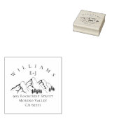 Mountain Pine-tree Wedding Initialen Retouradres Rubberstempel (Gestempeld)
