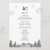 Mountain Pine Tree Winter Baby shower Menu Kaarten (Voorkant)