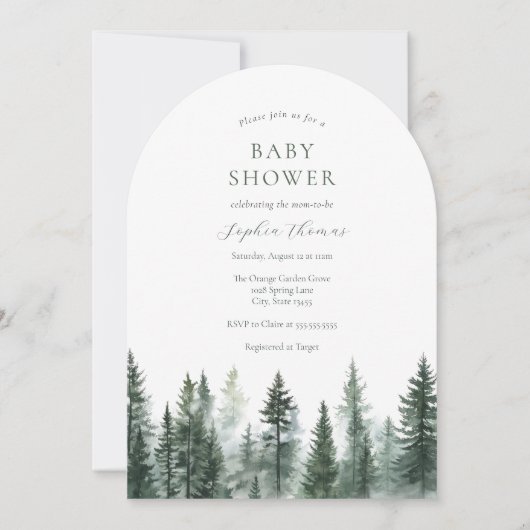Mountain Pine Trees Baby shower Arch Kaart (Voorkant)