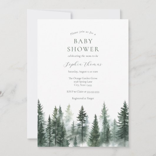 Mountain Pine Trees Baby shower Kaart (Voorkant)