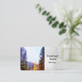 mountain pine trees fall outdoors nature photo art visitekaartje (Staand voorkant)