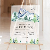 Mountain Pine Trees Forest Wedding Welcome Acryl Bord