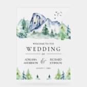 Mountain Pine Trees Forest Wedding Welcome Acryl Bord (Voorkant)