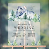 Mountain Pine Trees Forest Wedding Welcome Acryl Bord (Neutraal)
