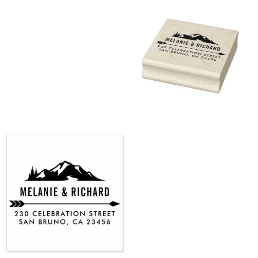 Mountain, Pine Trees & het Adres van de Terugkeer  Rubberstempel (Gestempeld)