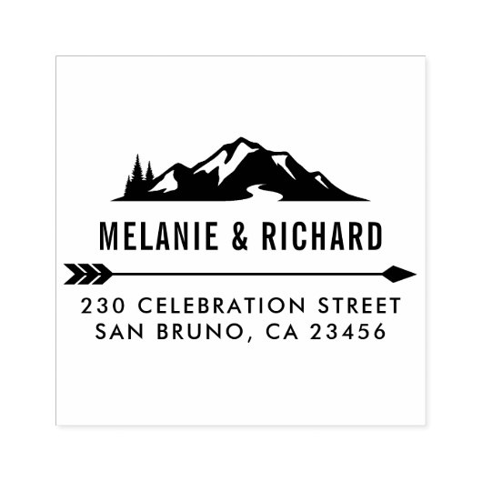 Mountain, Pine Trees & het Adres van de Terugkeer  Rubberstempel (Afrduk)