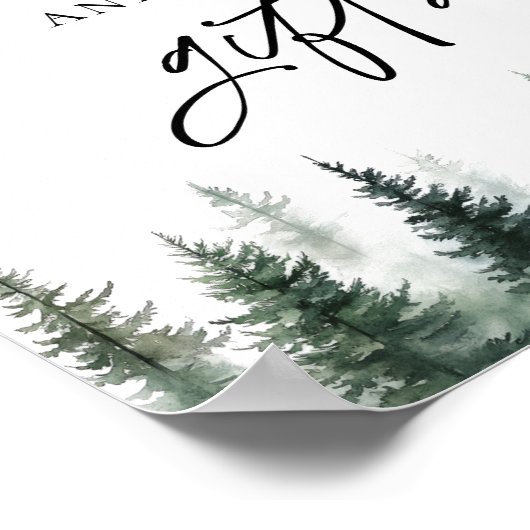 Mountain Pine Trees Kaarten en geschenken teken Poster (Hoek)