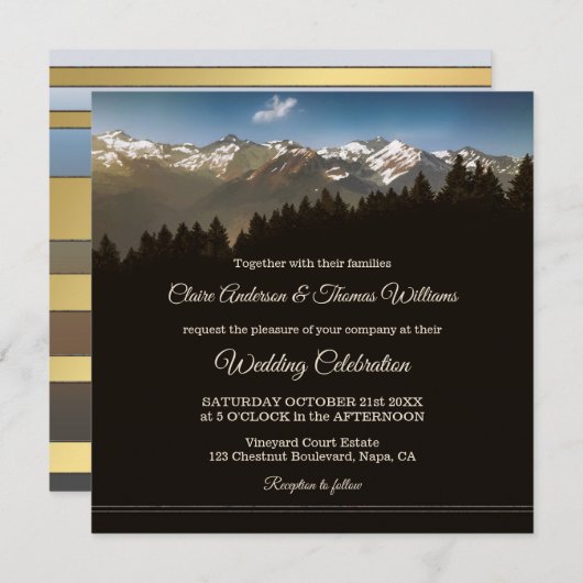 Mountain Pine Trees Wedding Invitation Kaart (Voorkant / Achterkant)