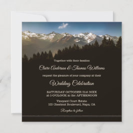 Mountain Pine Trees Wedding Invitation Kaart