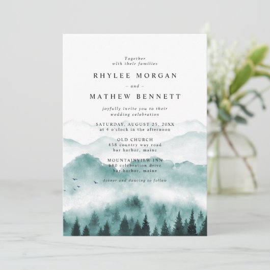 Mountain Pine Website Wedding Kaart (Staand voorkant)