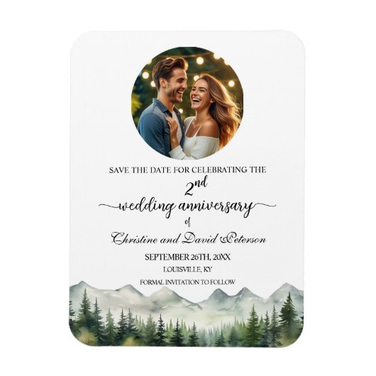 Mountain Pine Wedding Anniversary Save the Date Magneet (Verticaal)