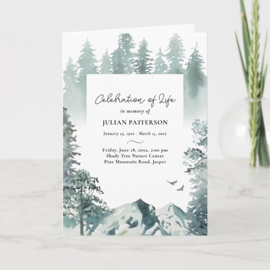 Mountain Pines Foto Viering van het leven Begrafen Programma (Voorkant)