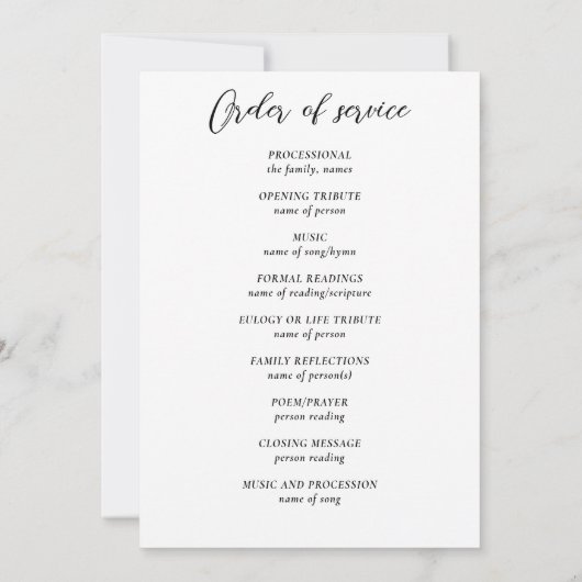 Mountain Pines Funeral Photo Program Kaart (Achterkant)