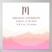 Mountain Pink | Personalized Baby Birth Poster (Voorkant)