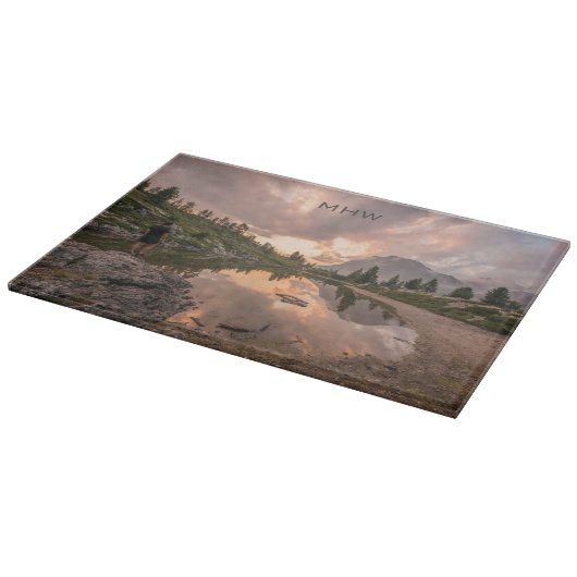 Mountain Pond aangepaste monogram snijplank (Hoek)