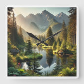 Mountain Pond Vierkante Klok (Voorkant)