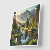 Mountain Pond Vierkante Klok (Hoek)