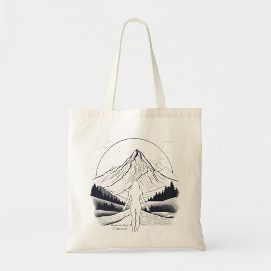 Mountain Pose BW Yoga Tote Bag (Voorkant)