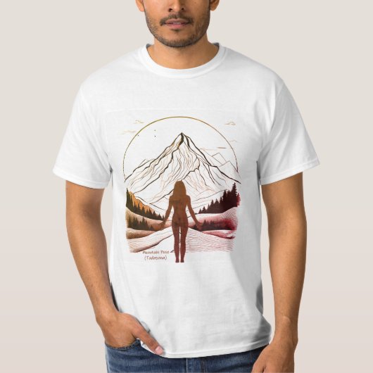 Mountain Pose Yoga Bruin Gradiënt T-shirt (Voorkant)