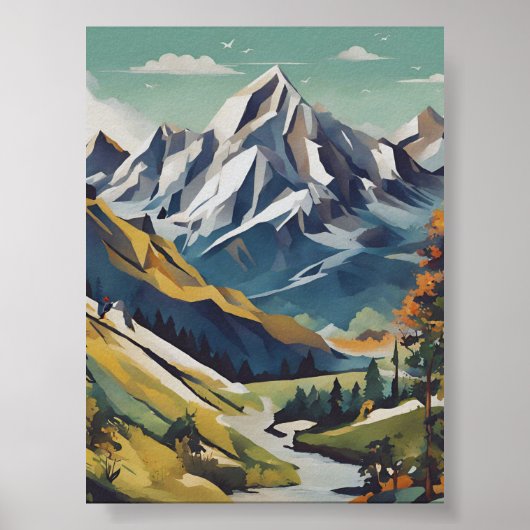 Mountain Poster met kleurrijke kleuren (Voorkant)