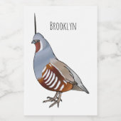 Mountain quail bird cartoon illustration voedselcontainer etiket (Enkel label)