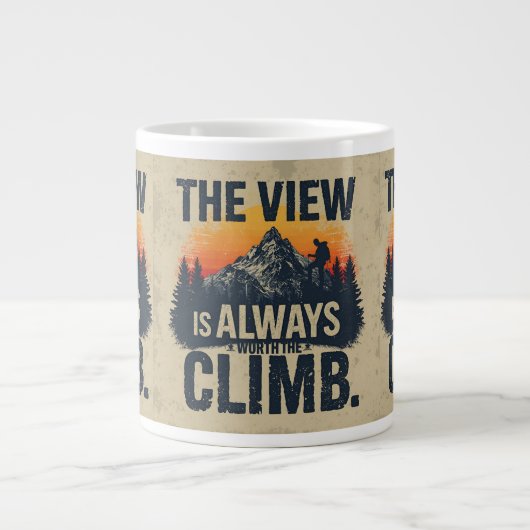 Mountain Quote Adventure Typography Mug Grote Koffiekop (Voorkant)