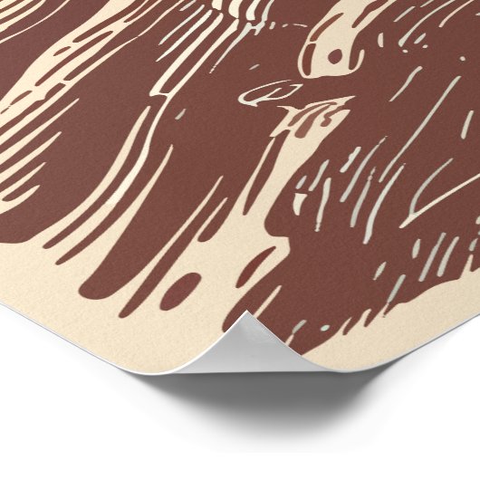 Mountain Ram Steadfast Natuur Woodcut Design Poster (Hoek)