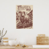 Mountain Ram Steadfast Natuur Woodcut Design Poster (Keuken)